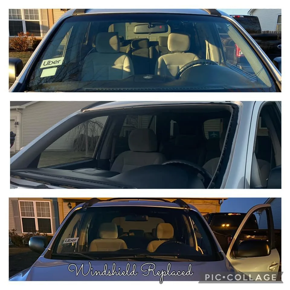 A car before and after windshield repair.