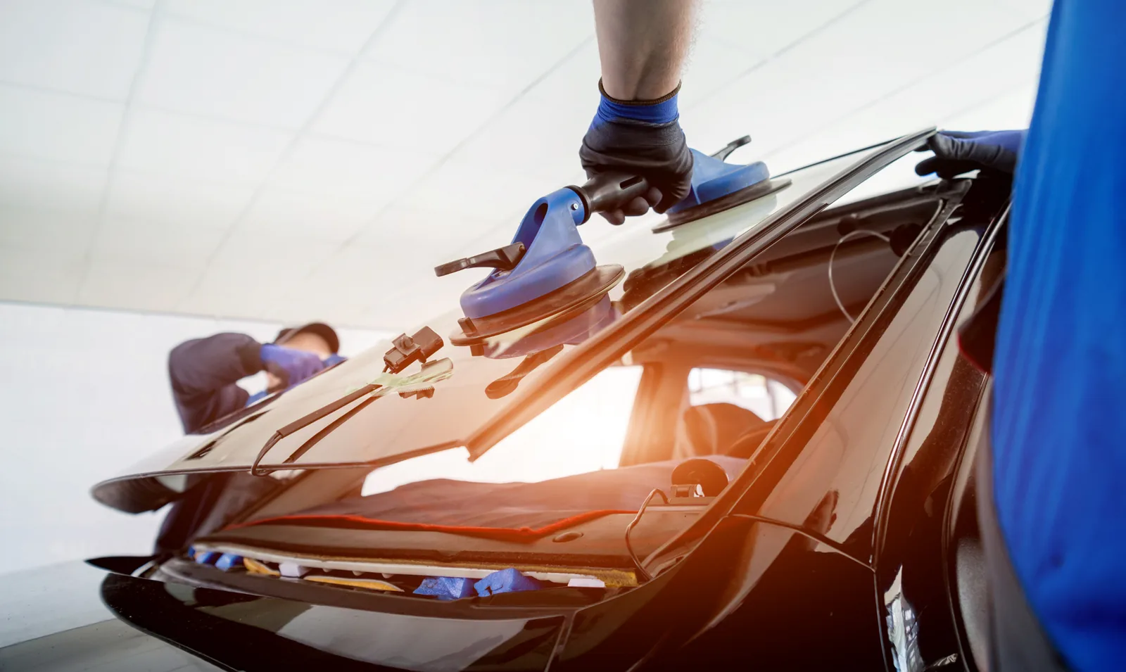 Close-up of a windshield being serviced by Simple Auto Glass
